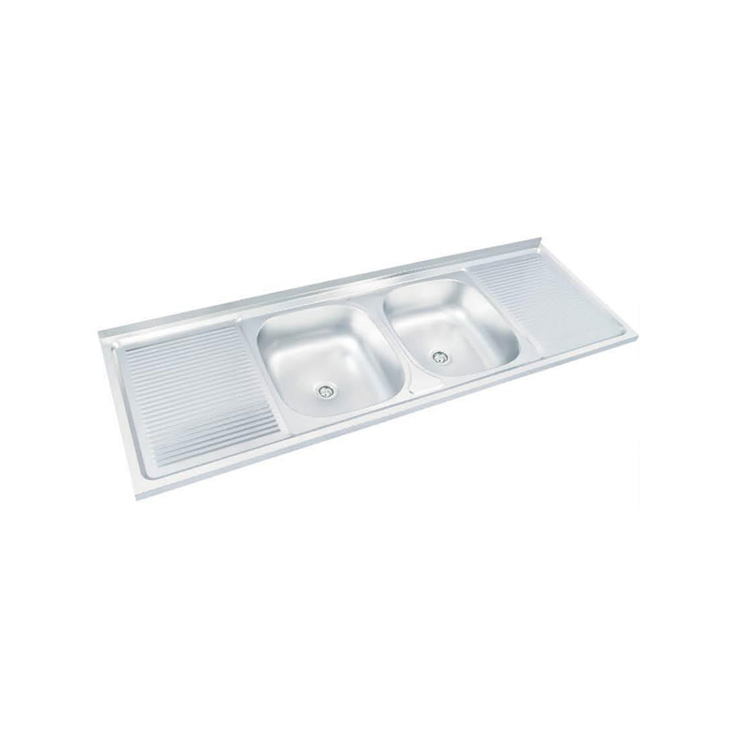 XAL15050A 1500*500 mm middle double bowl with left and right tray sink