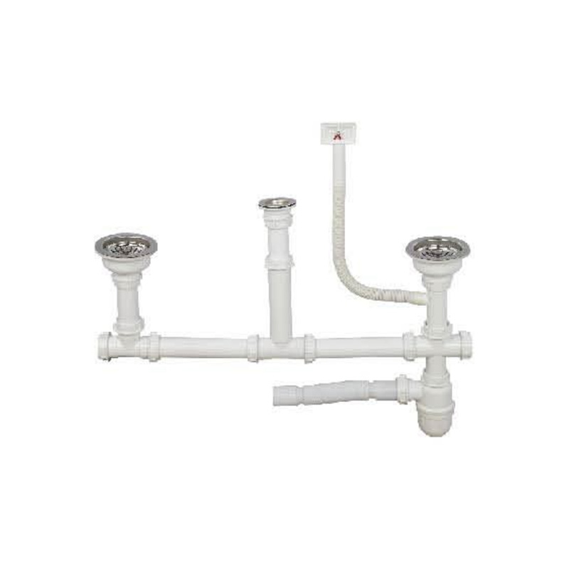 XAL-D006  114mm three bowl sink waste with pipe with overflowing